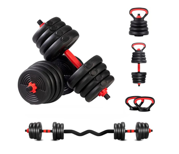 Набор гантелей с W-образным грифом 7 в 1 AMETIST 30 кг